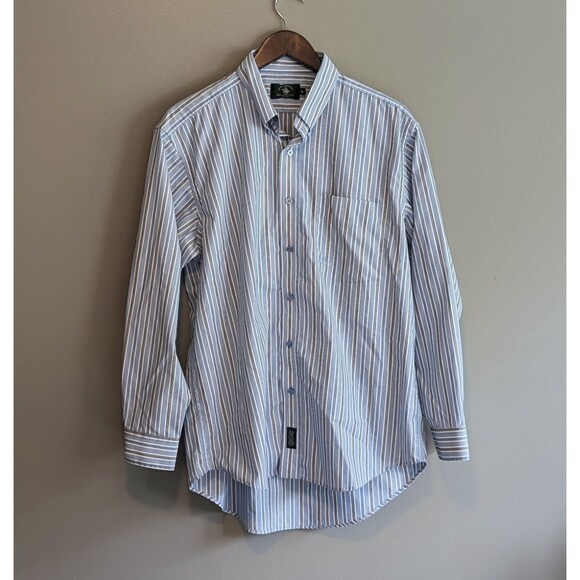 Mens Large Button Down Shirt Santa Barbara Polo Racquet Club Blue Stripe L SBPRC - Picture 1 of 6